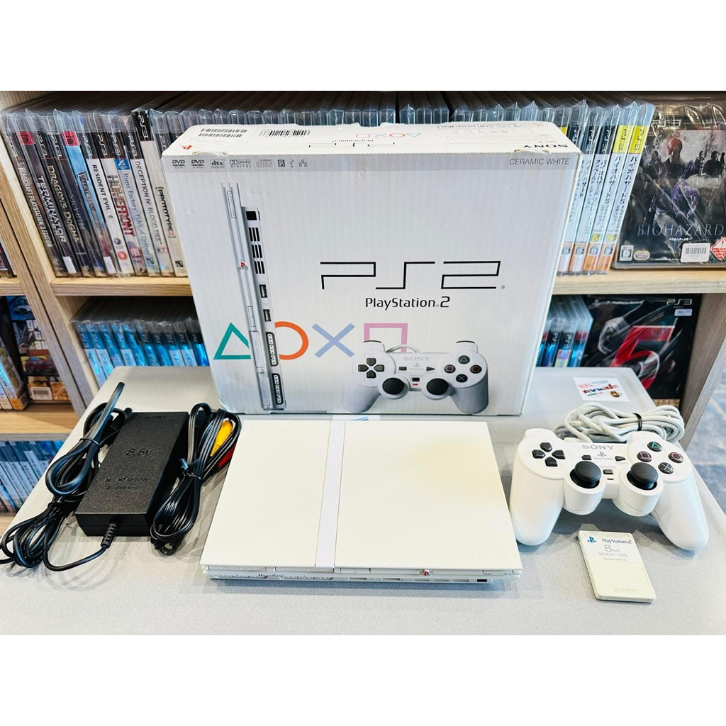 (2) เครื่อง PS2 PlayStation 2 [SCPH-79000CW][ceramic white](japan)  -เครื่องแท้มือสอง เล่นแผ่นแท้เดิ