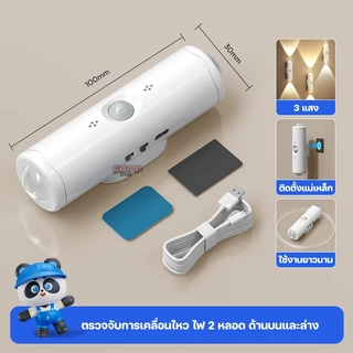 ไฟกลางคืนLED ไฟเซนเซอร์อัจฉริยะ เปลี่ยนได้3สี ลดเพิ่มแสงได้โคมไฟติดผนัง ชาร์จUSB ติดผนังไร้สาย