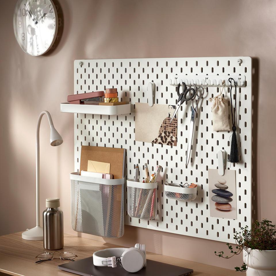 Cajojo DIY 76*56cm Big Pegboard ใหญ่พิเศษ ขาตั้งกระดานปักหมุด แบบติดผนัง fit IKEA SKADIS แผ่นวางของติดผนัง