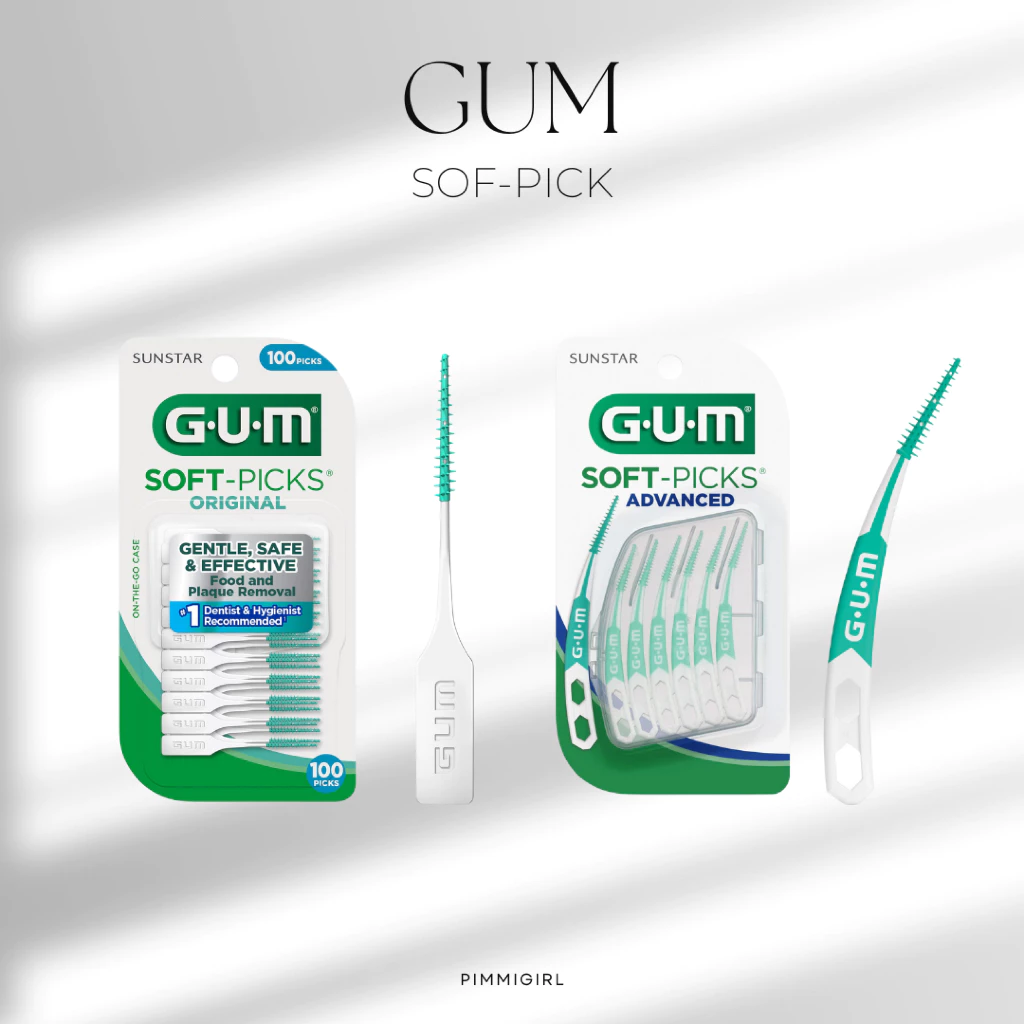 GUM Soft-Picks Original, Advanced, Comfort Mint, Wider Spaces ไม้จิ้มฟันแบบนุ่ม พร้อมกล่องใส่สำหรับพกพา กัม ซอฟท์พิคส์