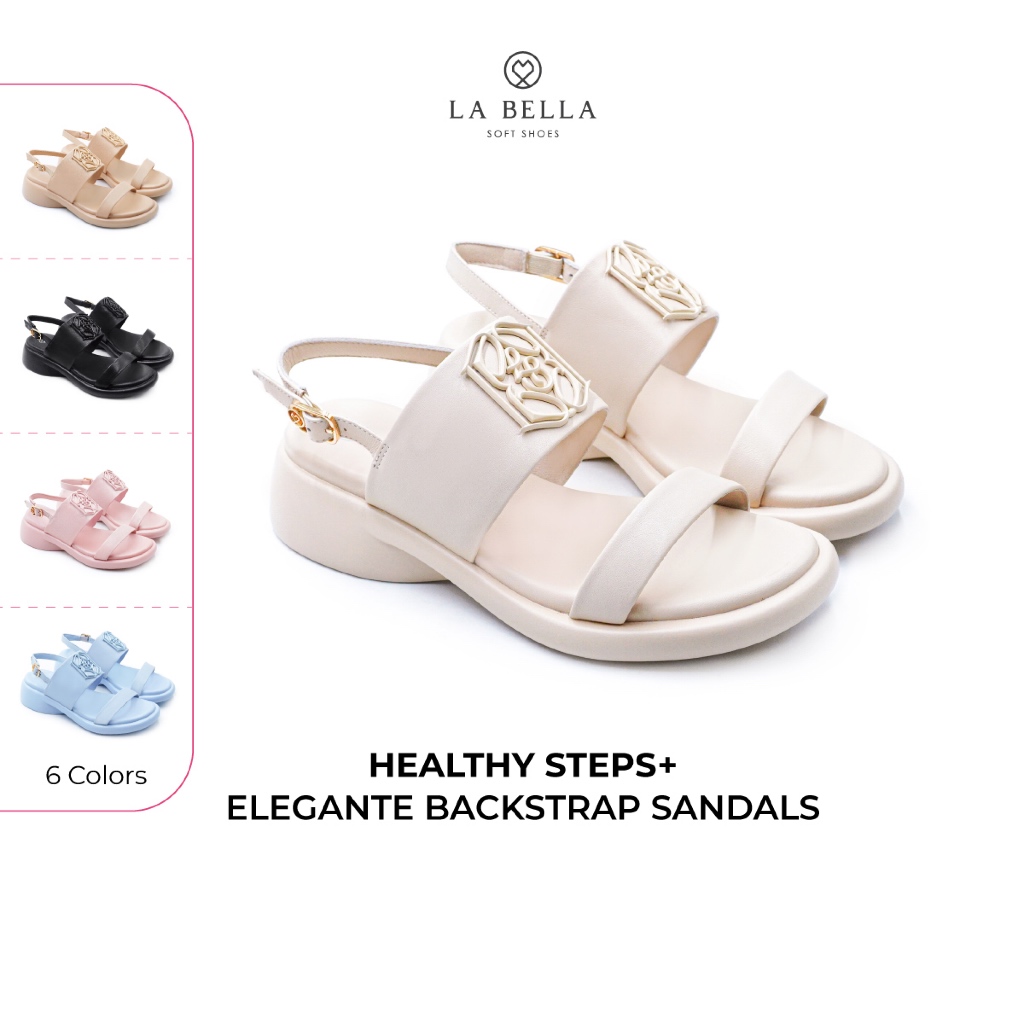 LA BELLA รองเท้าแตะเพื่อสุขภาพหนังแกะ รุ่น HEALTHY STEPS+ ELEGANTE BACKSTRAP SANDALS 6 สี