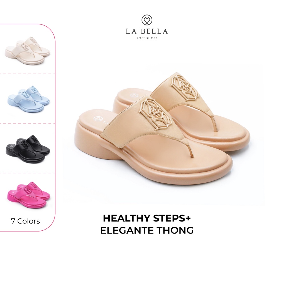 LA BELLA รองเท้าแตะเพื่อสุขภาพหนังแกะ รุ่น HEALTHY STEPS+ ELEGANTE THONG 7 สี