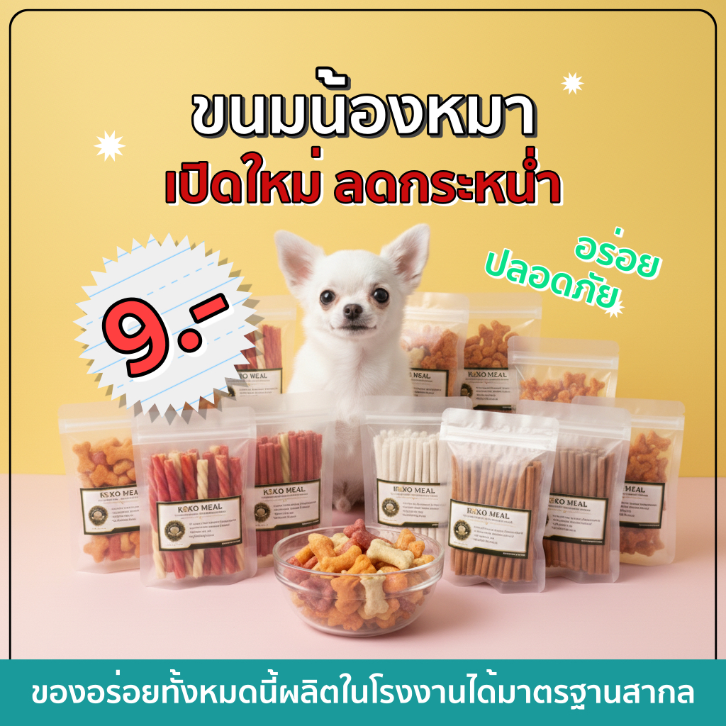 Koko Meal (โปรเปิดร้าน) ขนมน้องหมา ขนมสัตว์เลี้ยง อร่อย ปลอดภัย