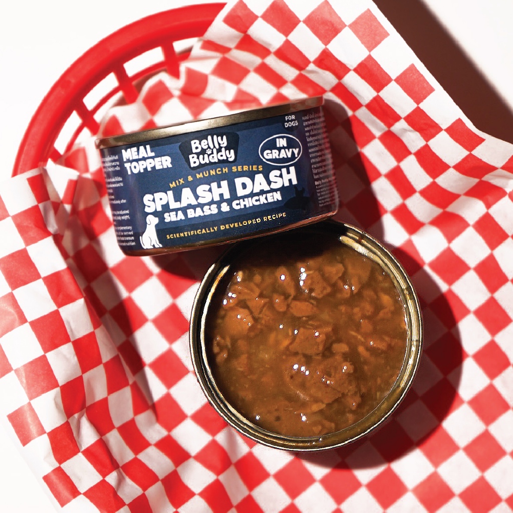 Belly Buddy Mix & Munch Splash Dash Sea Bass & Chicken Meal Topper ท๊อปปิ้งอาหารสุนัข ขนาด80g
