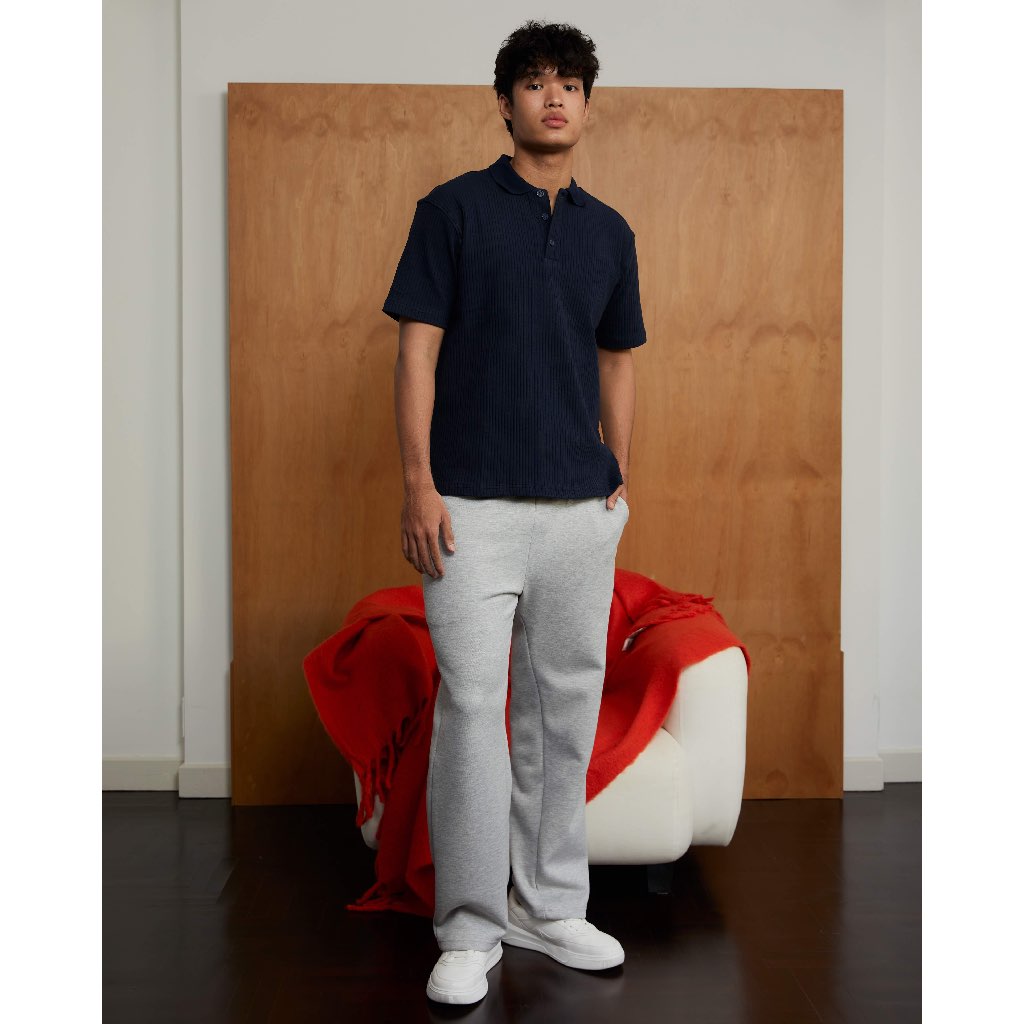 Pmith - Luke Ribbed Polo Shirt - Navy Blue
