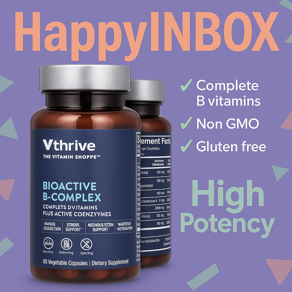 Vthrive Bioactive B-Complex – Complete B Vitamins for Energy, Stress & Nervous System (60 Caps)