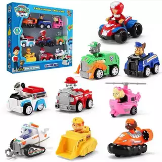YUNLEOTOY สุดคุ้ม 9 in1 ของเล่นรถ PAW Patrol Winding Car Toys 6/9เปลี่ยนรูปได้+ลงจากรถได้! 1 กล่องมีรถ 6-9 คัน ของเล่นเด
