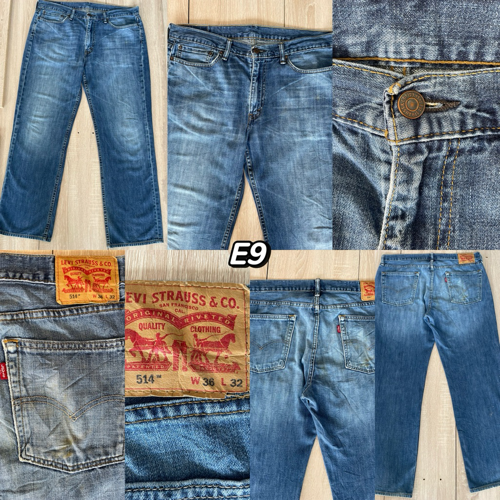E9 กางเกงยีนส์มือสองLevi 514 เอว36“ สพ48“ ยาว40” ขา9“ส่งฟรี