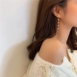 LUCKYROSE ต่างหูสตรีสไตล์อินสตาแกรม ไข่มุกเทียมยาวฟูวาว ดีไซน์งดงาม ทันสมัย