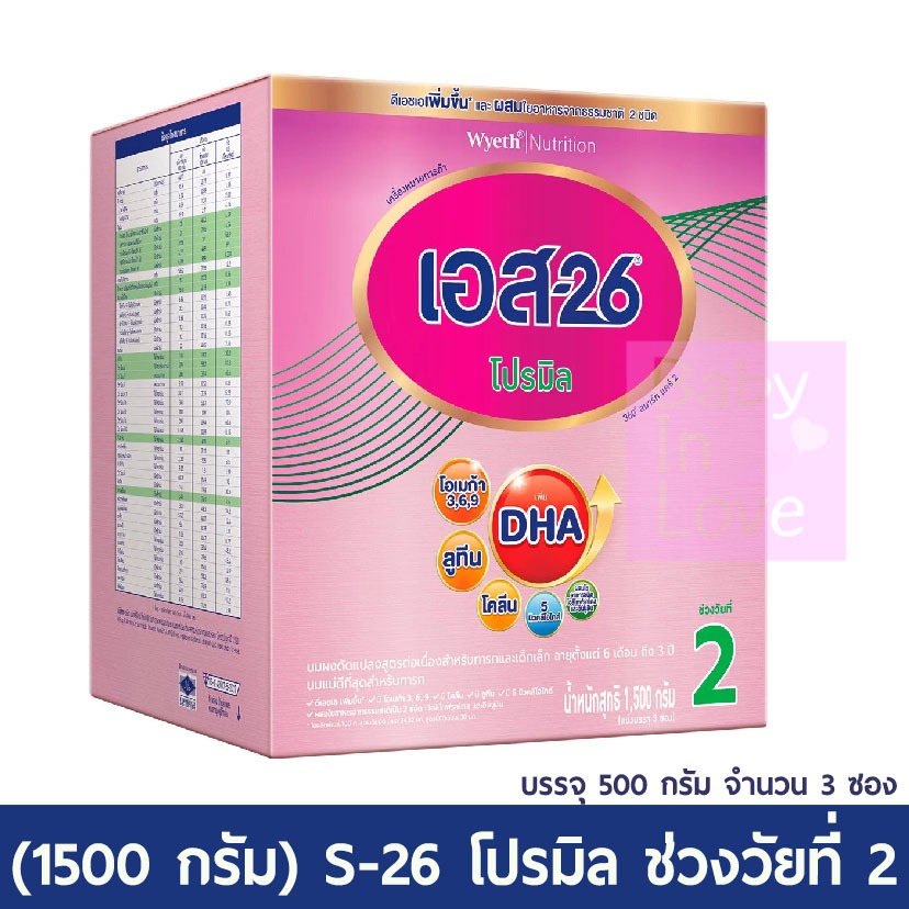 (1500 กรัม) S-26 โปรมิล 360 องศา สมาร์ท แคร์ 2 นมผงดัดแปลงสูตรต่อเนื่องสำหรับทารกและเด็กเล็ก สูตร 2