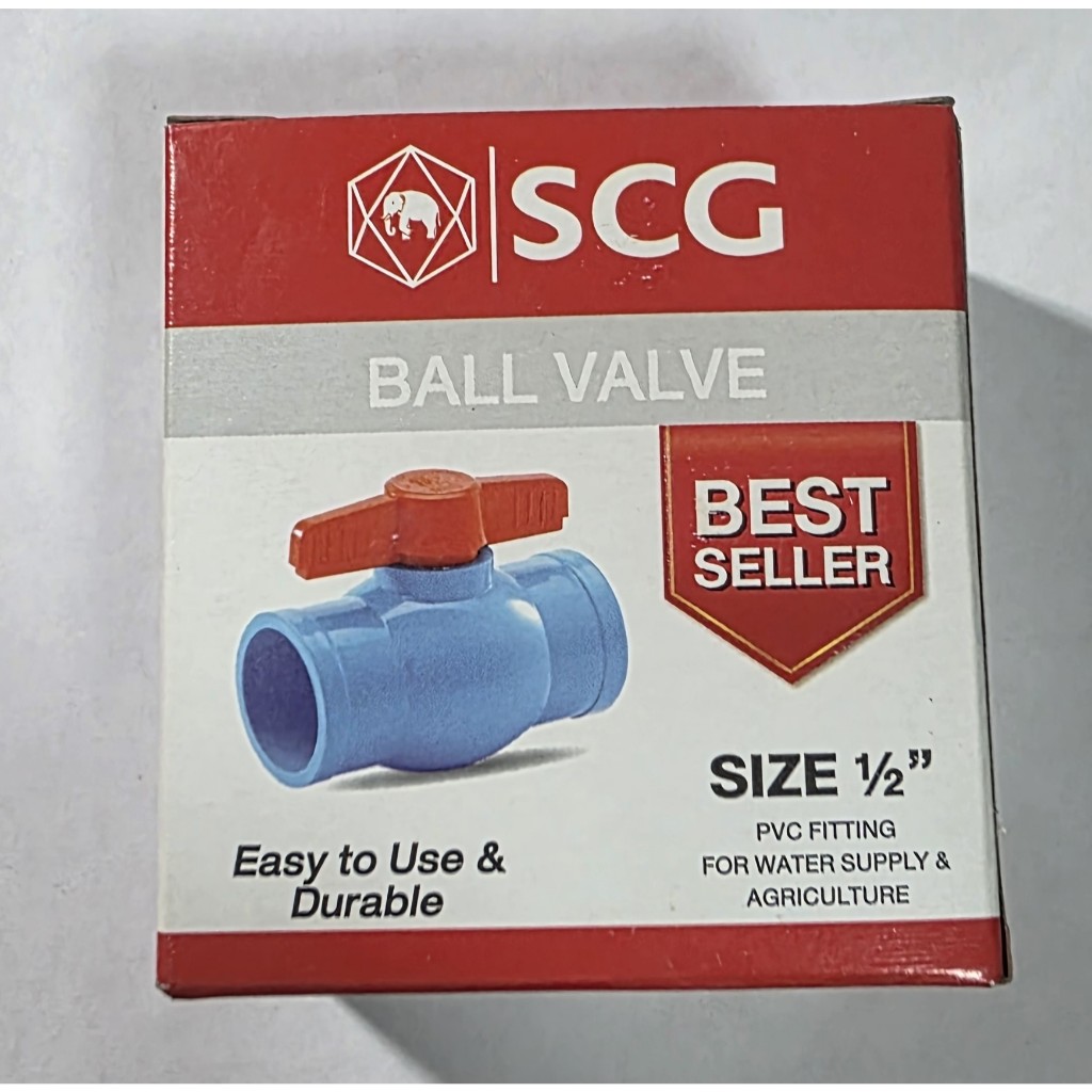 บอลวาล์วพีวีซี 13.5 ตราช้าง SCG 1/2" ใช้งานระบบประปาและปั๊มน้ำ ทนแรงดันได้ดี