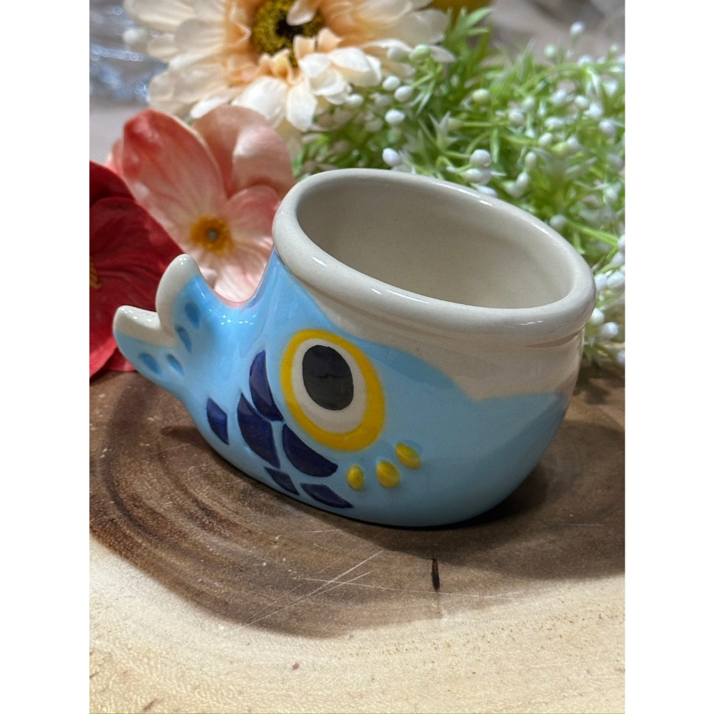 แก้วชา แก้วลายปลา แก้ว150ml หรือ 5oz ลายปลา01 เนื้อสโตนแวร์ stoneware รหัสkornz11525_2