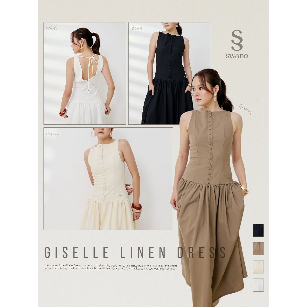 Swana.ss - Giselle linen dress  XS-XL 🫎 ชุดเดรสกระโปรงยาวผ้าลินิน
