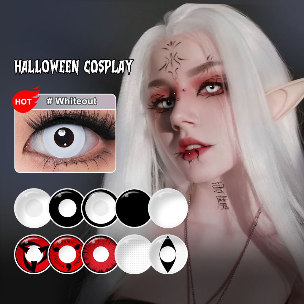 Magister & Realcon Manson Cosplay คอนแทคเลนส์ ลายอะนิเมะ เลนส์สีขาว / แดง / ดำ / ขาวทั้งหมด นารูโตะ 