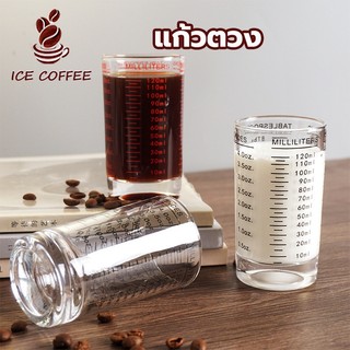 🧊 ICE COFFEE แก้วตวง มีสเกลวัด ขนาด 90ml/120ml 3oz/4oz สีดำ สีแดง EXEF