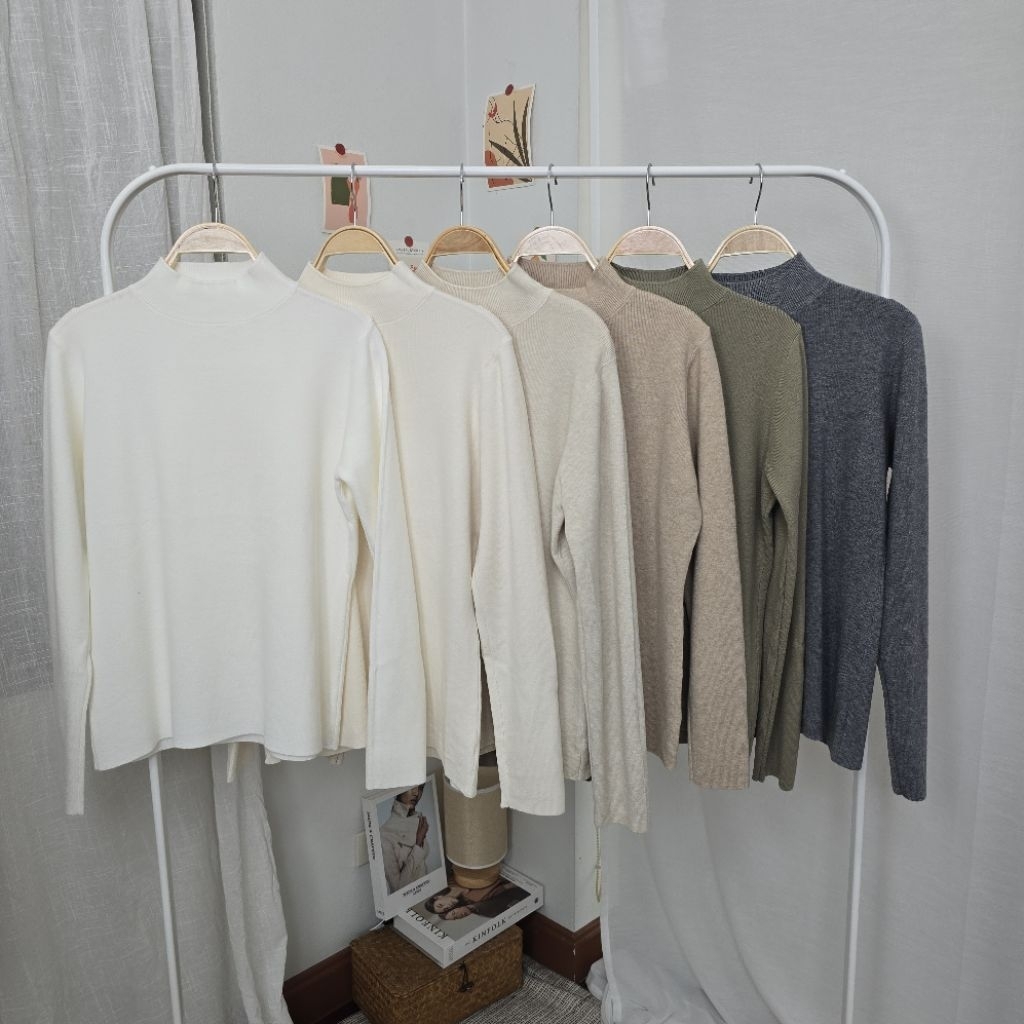 [ A87 ] เสื้อแขนยาว ผ้าไหมพรม คอปีน ผ้านุ่ม ใส่สบาย สินค้าใหม่