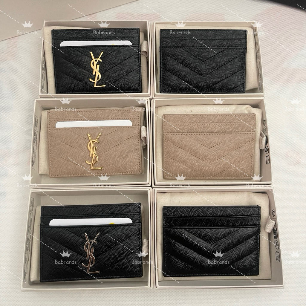 🔥พร้อมส่ง🔥 New YSL Cassandre matelasse card case in grain De Poudre Leather