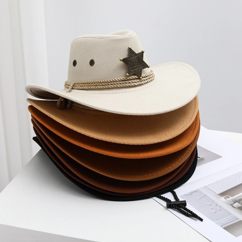 หมวกคาวบอย Sheriff หมวกนายอำเภอ X18 American Vintage Style 05X18