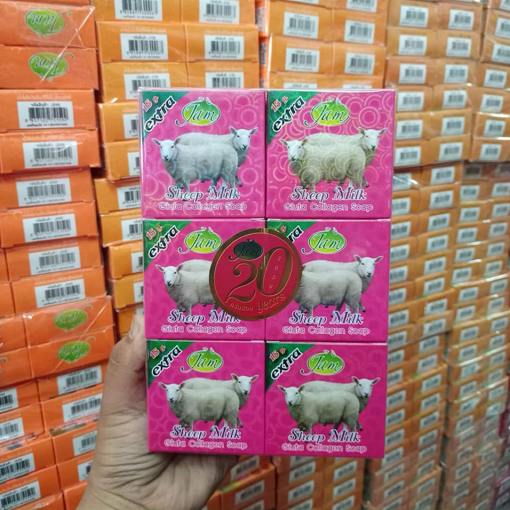 สบู่รกแกะชีพ มิลค์ กูลต้า คอลลาเจน เจม Jam 15g แพ็ค12ก้อน
