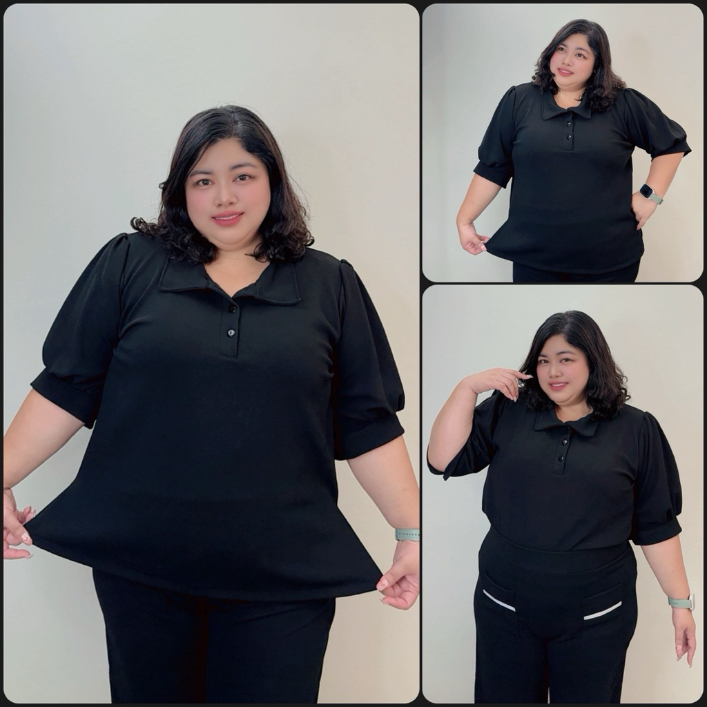 เสื้อคอปกสาวอวบ สาวพลัสไซส์ อก 46-54 แขนตุ๊กตา เสื้อโปโลสาวอวบ เสื้อคอปกใส่สวย สบาย เสื้อสาวบิ้กไซส์