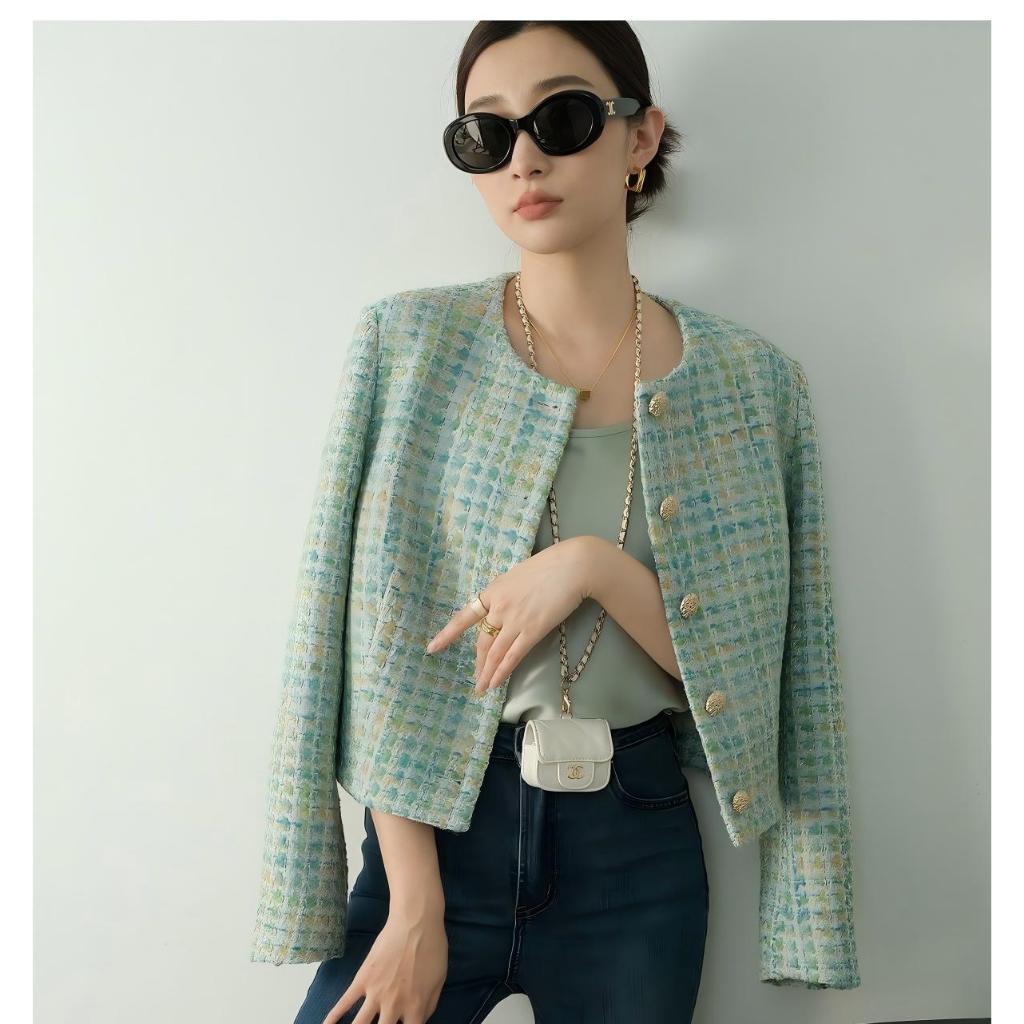 ผู้หญิง มินิมอล แฟชั่น ออกงาน เสื้อแขนยาว ฤดูหนาว เรียบหรู  สไตล์หรูหรา เสื้อทวิต พร้อมส่ง