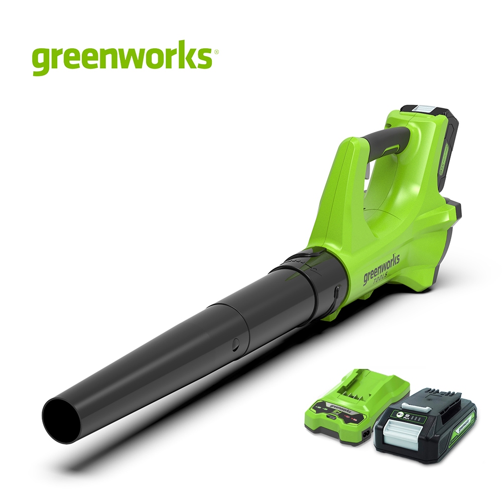 Greenworks เครื่องเป่าลม ขนาด 24V พร้อมแบตใหม่และแท่นชาร์จ (2402207THset)