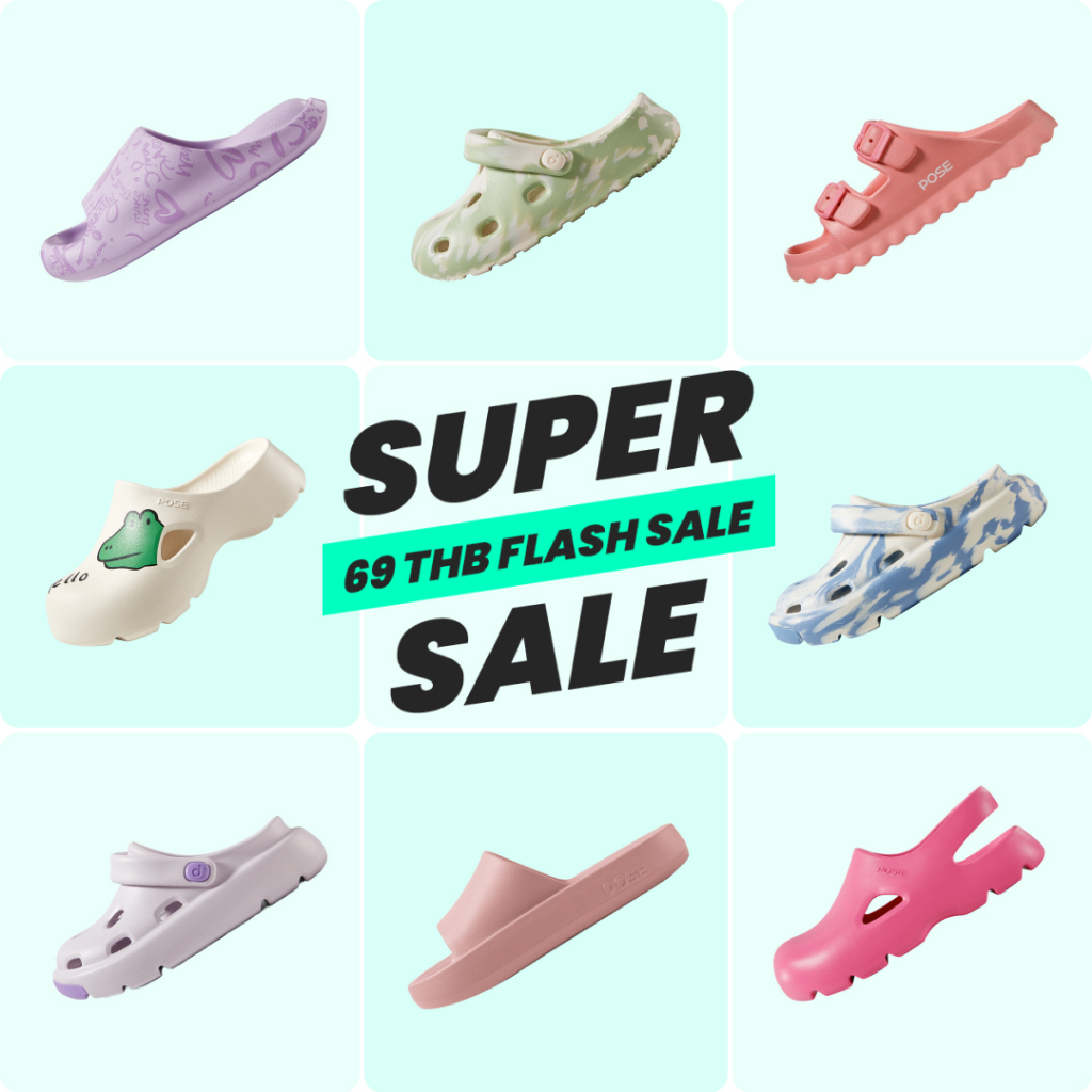【Clearance 90% OFF】POSE รองเท้าแตะ ส่วนลด  90%
