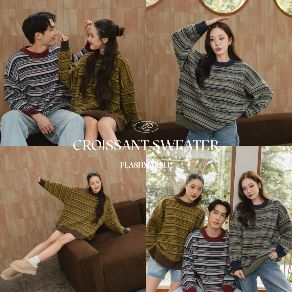 FLASHMARBLE CROISSANT SWEATER เสื้อไหมพรมแบบหนา เนื้อผ้านุ่มฟู อุ่นมาก