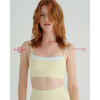 when.we.stretch - Everyday Double Layer Rib Bra สายคล้องคอปรับระดับได้ (-เฉพาะบรา-) *พร้อมส่ง*