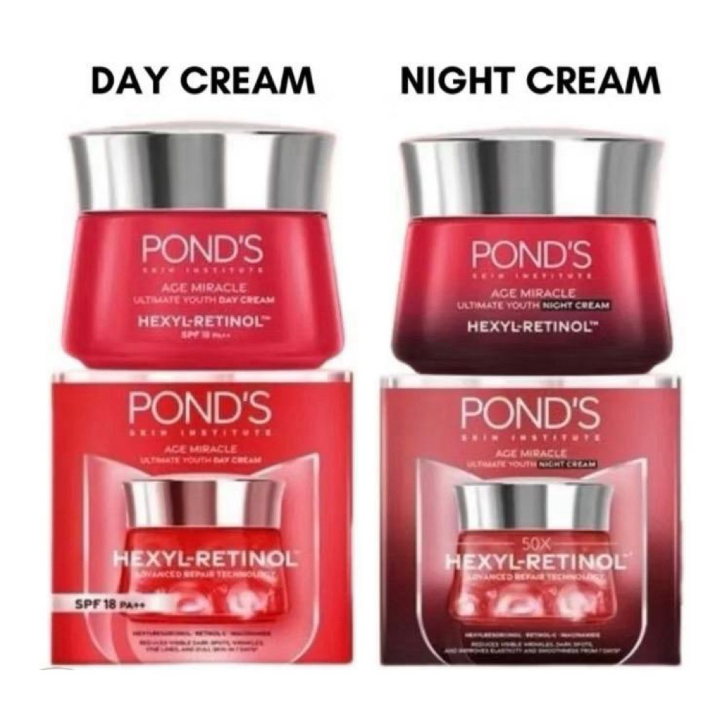 ล็อตใหม่(พร้อมส่ง)Pond's Age Miracle Day Cream & Night Cream ขนาด 45g.