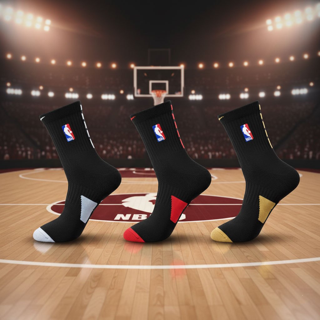 ถุงเท้ากีฬา ถุงเท้าบาสเก็ตบอล NBA ข้อกลาง ข้อสูง แบบหนา