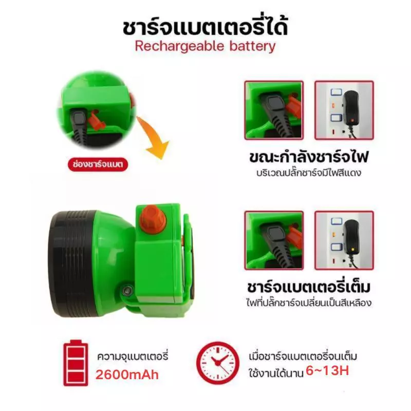 ไฟฉายคาดหัว LED Nova-6703 ชาร์จไฟได้ thumbnail 3