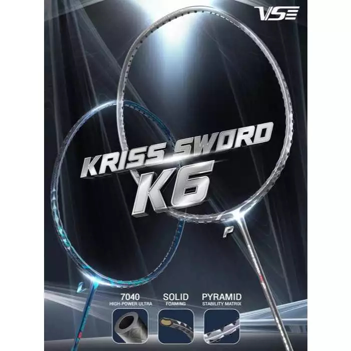 VS ไม้แบดมินตันรุ่น Kriss Sword K6 P / L แถมกริปคละสี+เอ็น+ซอง