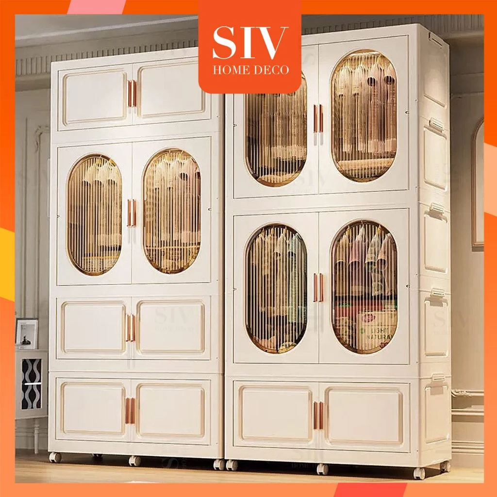 【ขนาดใหญ่พิเศษ 80-90cm】SIV ตู้เสื้อผ้าเด็ก ตู้เก็บของพลาสติกมีล้อสำหรับเสื้อผ้าเด็ก ของเล่น