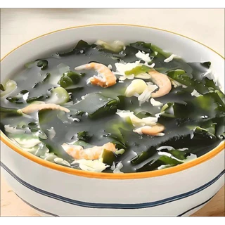 ผงซุปสาหร่ายวากาเมะแท้และกุ้งแห้ง ซุปสำเร็จรูป อาหารทดแทนไขมันต่ำ เกี๊ยวกระป๋อง เกี๊ยว裙帶菜蝦皮湯
