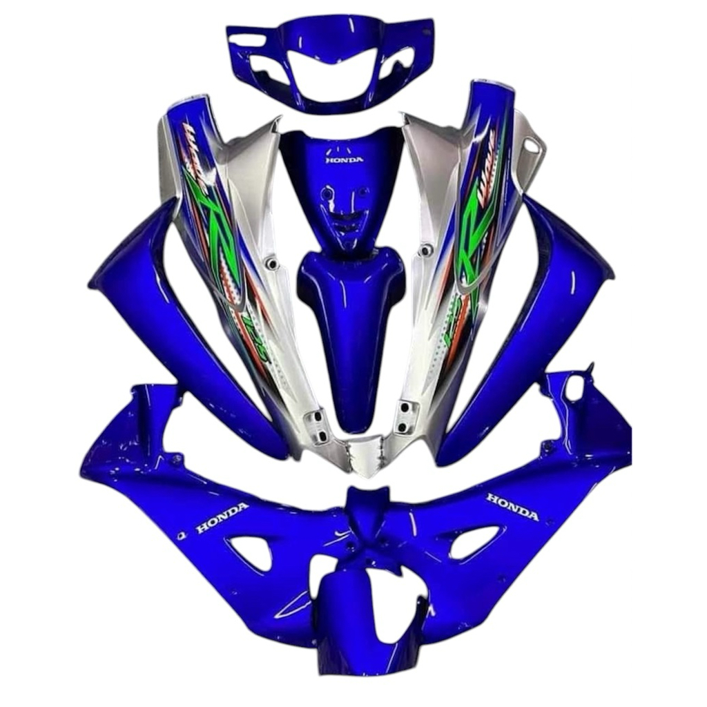 ชุดสีเวฟ 125R กุญแจเหลี่ยมนิรภัย สีน้ำเงินท้ายบรอนซ์ พร้อมติดสติกเกอร์ วัสดุandแบบหนา