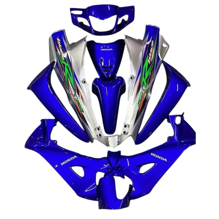 ชุดสีเวฟ 125R กุญแจเหลี่ยมนิรภัย สีน้ำเงินท้ายบรอนซ์ พร้อมติดสติกเกอร์ วัสดุandแบบหนา