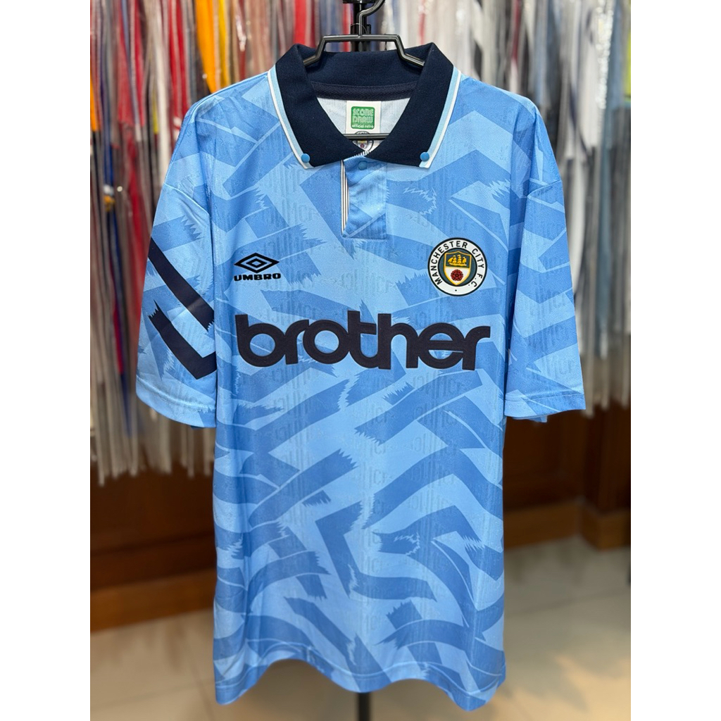 Manchester City home 1992 Retro (Score Draw official retro) Umbro กำมะหยี่(ทำเพิ่ม)