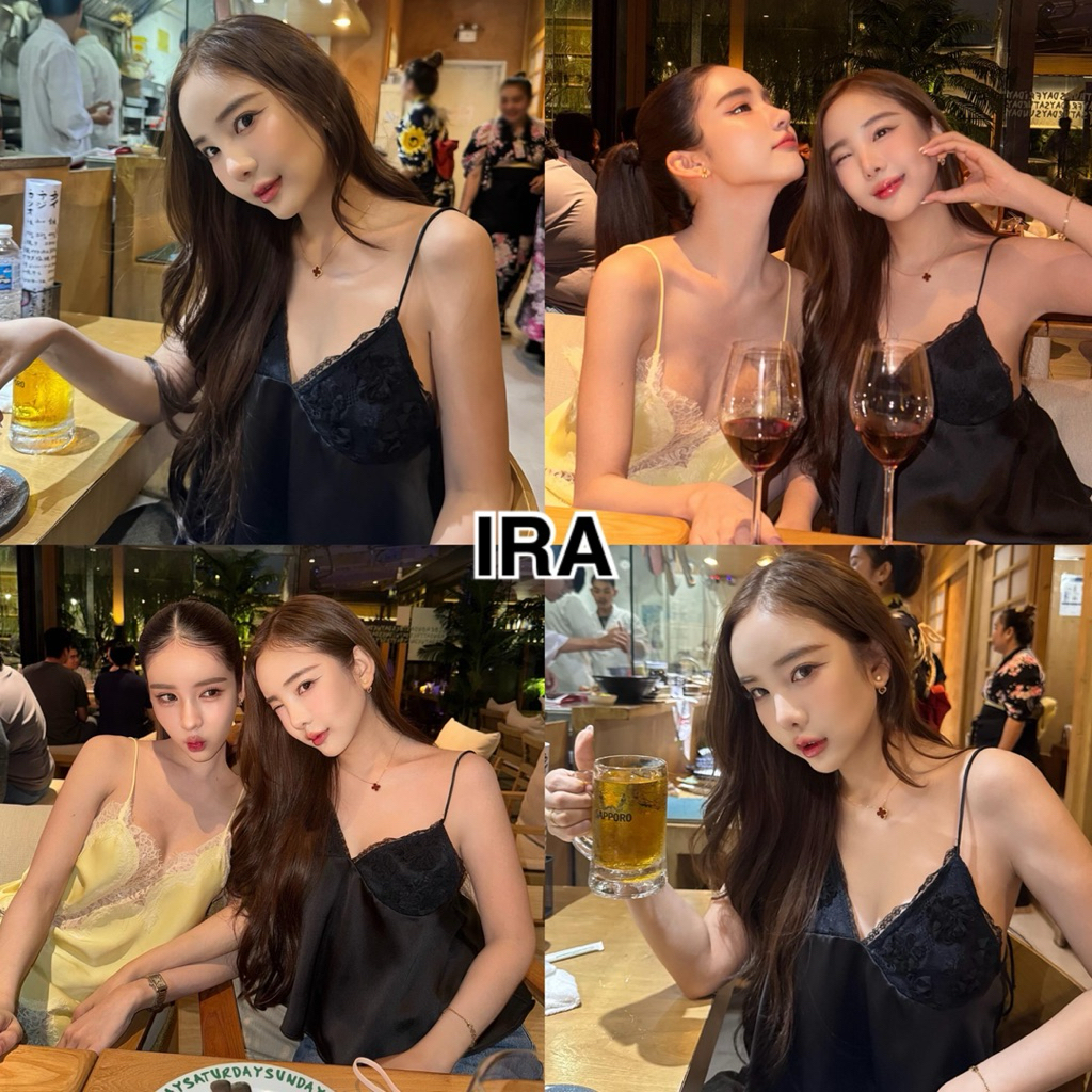 BY IRA  Belinda Top เสื้อสายเดี่ยวผู้หญิง สีพื้น แต่งลูกไม้  เสื้องานผ้าซาติน ผ้าใส่สบายมากกก(ไม่มีซับใน) ราคา ถูกที่สุด ดีลบีเคเค แกลเลอรีภาพที่ 2