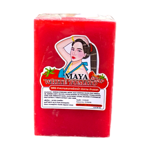 สบู่ มาญา สูตรมะขือเทศ สีแดง Maya Soap White Tomato 1 ก้อน 60 กรัม