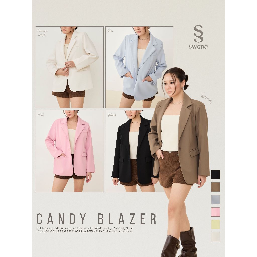 “ Candy blazer top “ 🍭🍬(มีซับในในทั้งตัวบ่าเสริมฟองน้ำ) - Swanashop