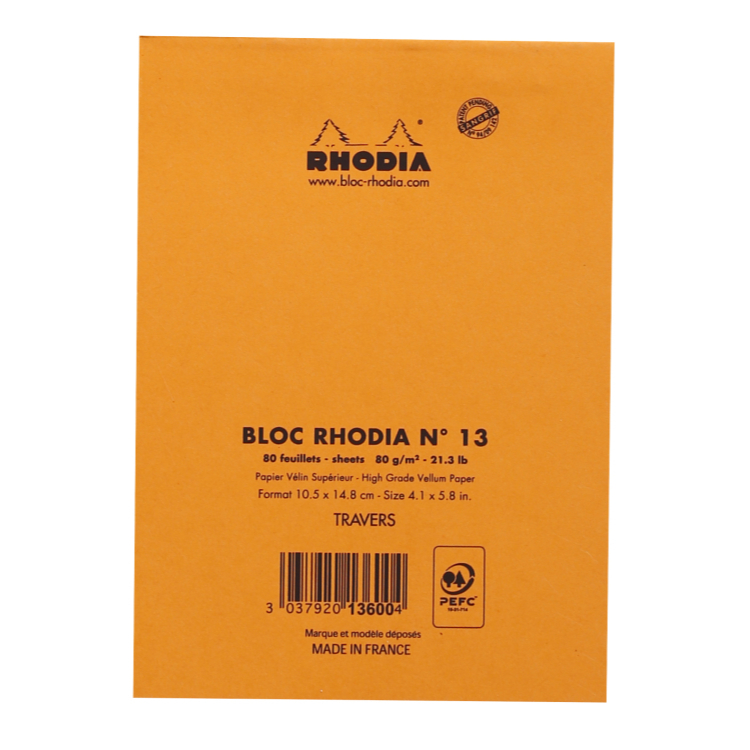 Rhodia N°13 Head Stapled Pad 80sh A6 Lined (C136) / สมุดฉีกแบบมีเส้น ขนาดA6 แบรนด์ Rhodia ประเทศฝรั่งเศส — صورة 3