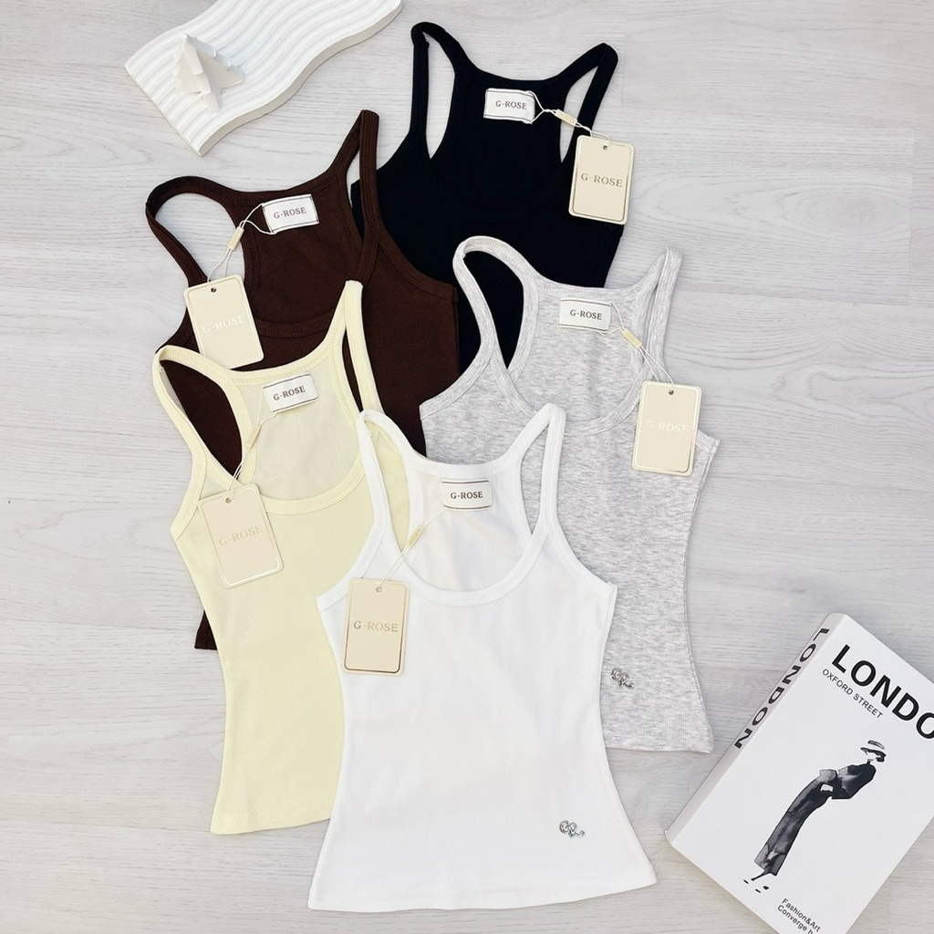 G - Rose เสื้อสายเดี่ยวเว้าอก✨ผ้ายูนิโค่นิ่ม ใส่สบาย