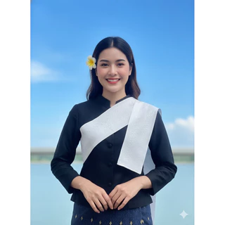 🖤✨ สไบสีดำสุดหรู เพียง 70 บาท! ✨🖤 ใส่แล้วดูเรียบหรู มีเสน่ห์แบบไทย ๆ 🪷