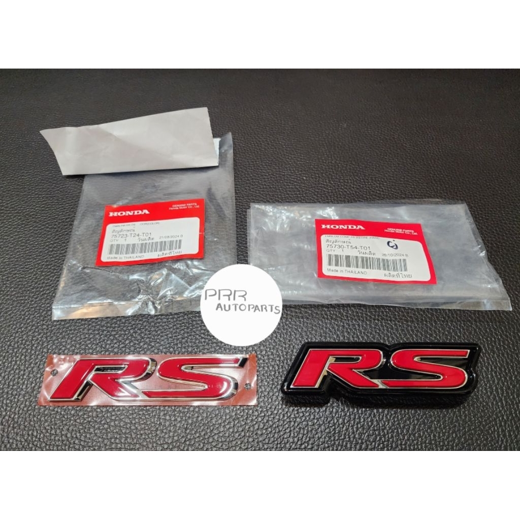 ของแท้ 1คู่ โลโก้ RS หน้ากระจัง และท้ายรถ  HONDA CIVIC FE RS  CIVIC E-HEV RS  2025-ON