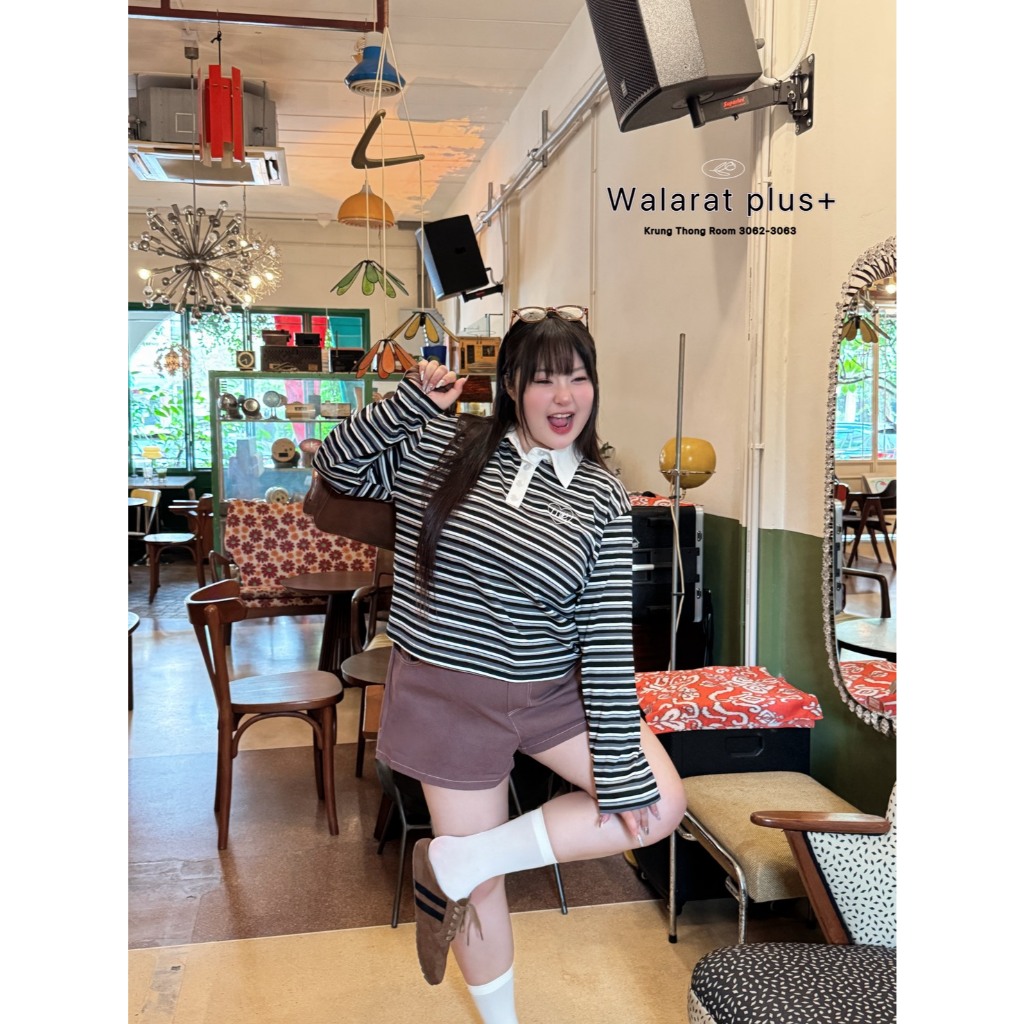 1508 เสื้อคอปกแขนยาวสุดชิค ใส่ได้ทุกวันแมตช์ง่ายสุดๆ”🌈 พลัสไซส์ - รูปที่ 3