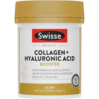 Swisse Beauty Collagen + Hyaluronic Acid Booster 80 Tablets คอลลาเจน+ไฮยาลูโรนิก เพิ่มความยืดหยุ่น ผิวกระจ่างใส