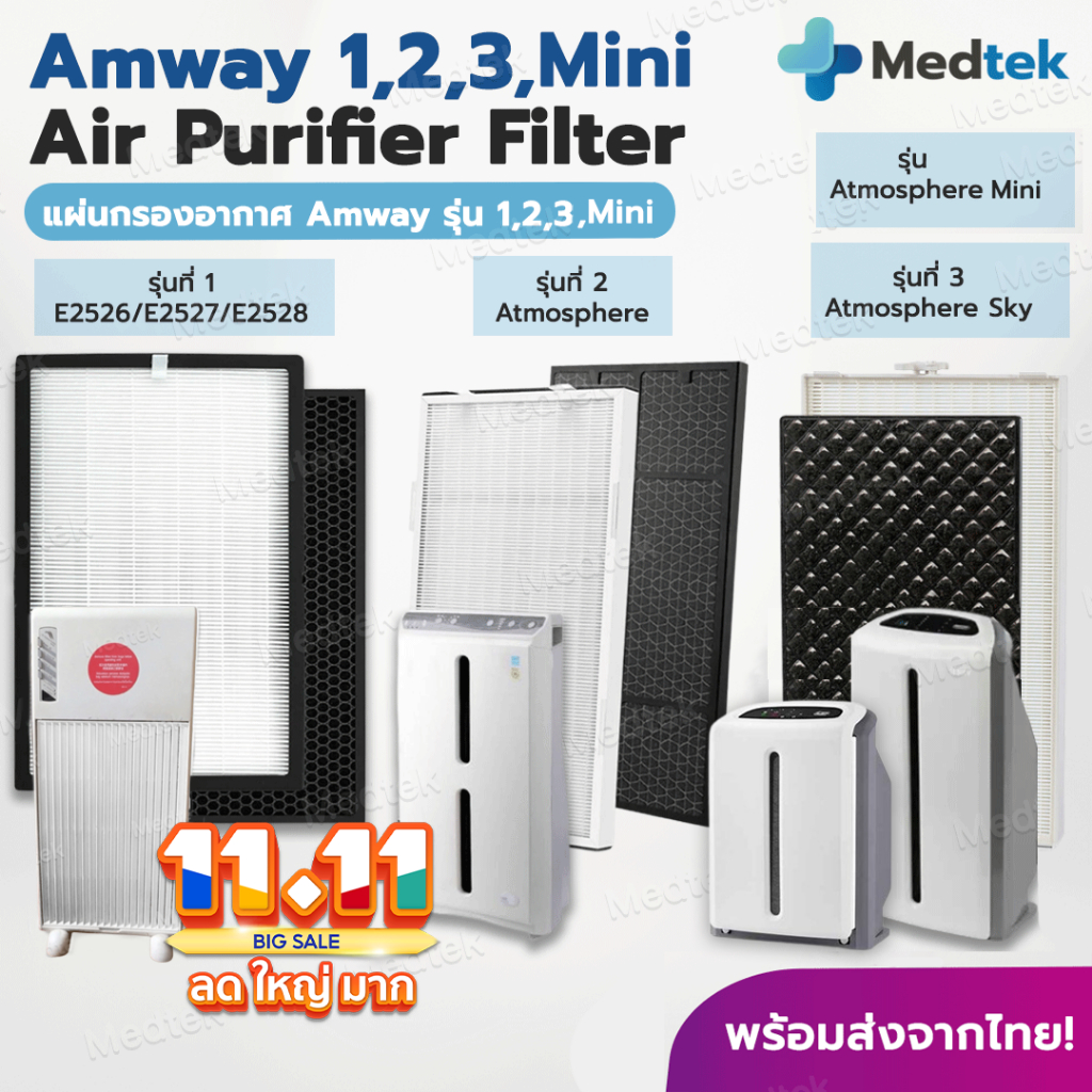 [2แผ่น] แผ่นกรองอากาศ แอมเวย์ Amway รุ่น 1,2,3 Atmosphere SKY แอทโมสเฟียสกาย ชุด Hepa + Carbon Sky Atmosphere Mini