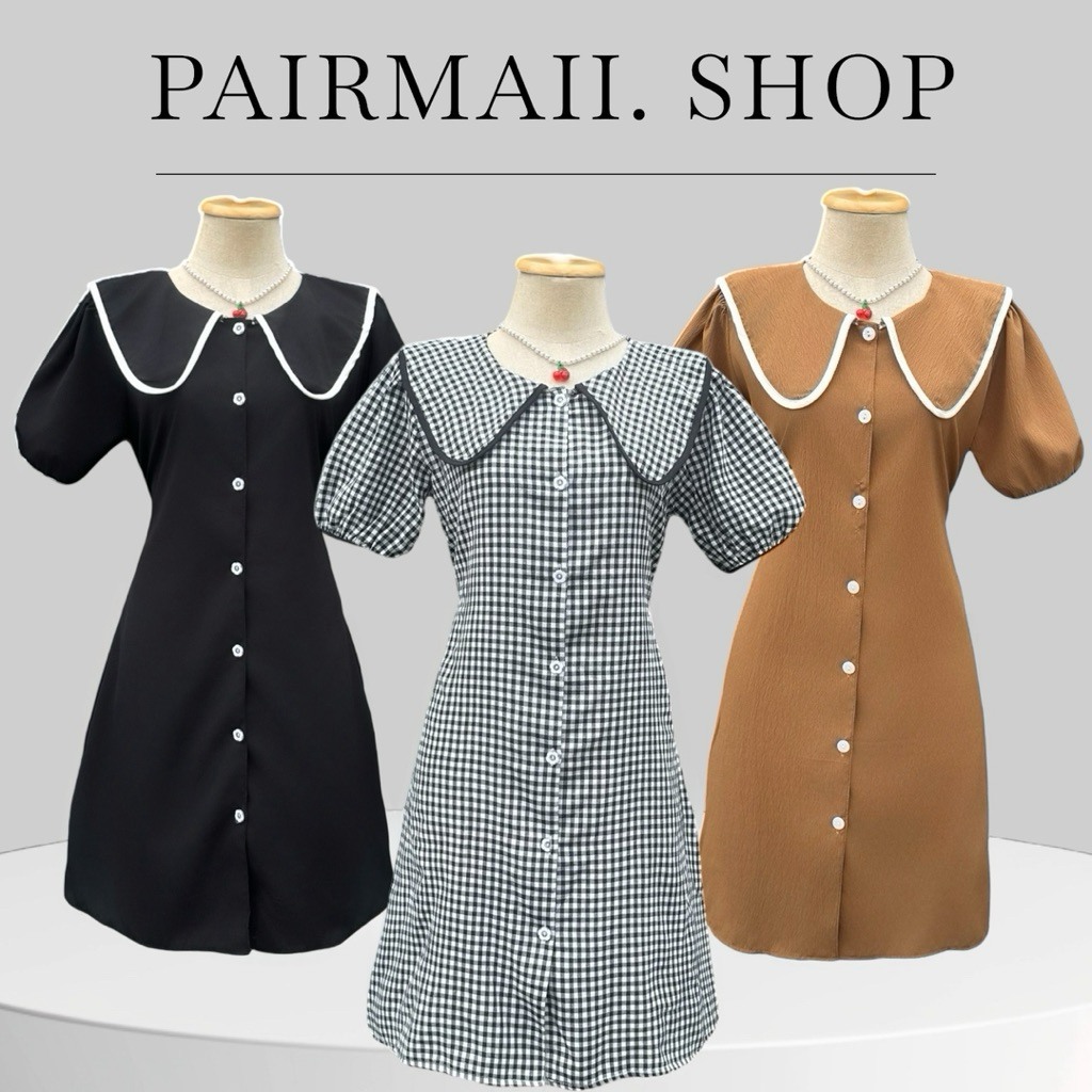 PM148 Meya dress. เดรสยาว36นิ้ว กระดุมจริง