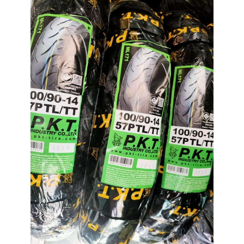 ยางนอก 100/90-14 pkt (TL) แบบไม่ใช้ยางใน 1 เส้น